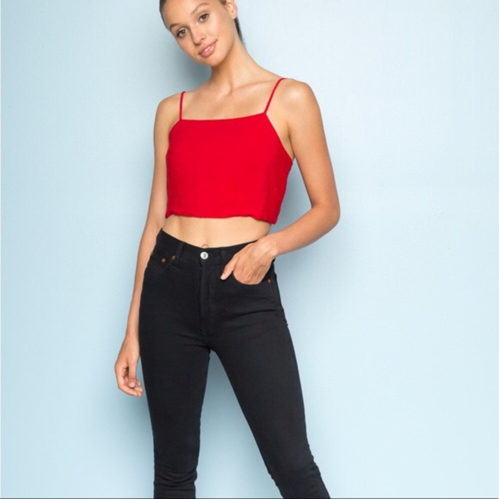 Brandy Melville Kimberly Silky Top Red - Picture 2 of 4